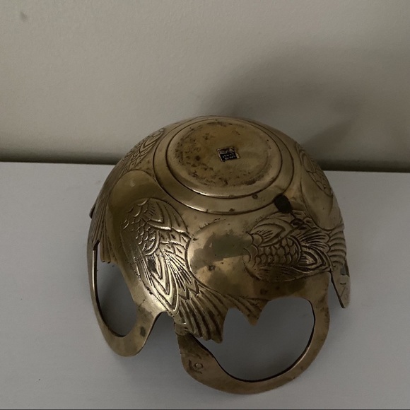 Solid brass embossed swan bowl handmade in India - Picture 4 of 5